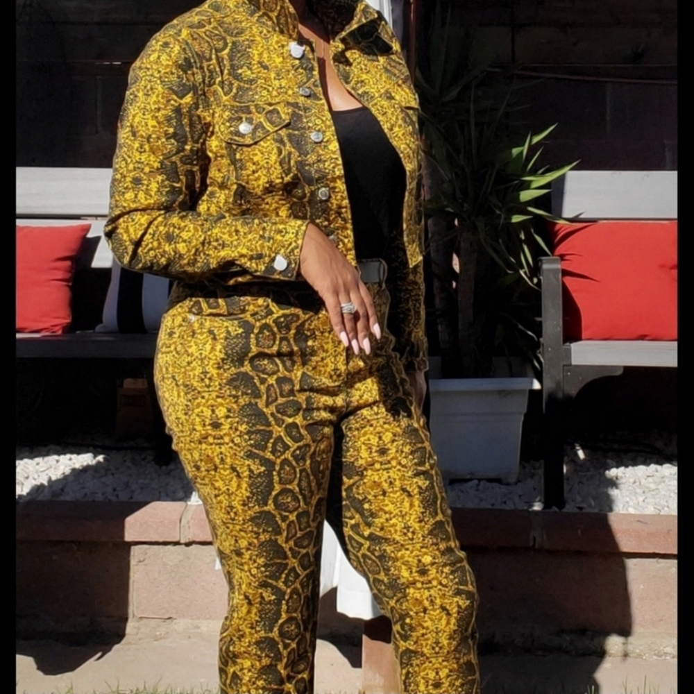 Brand New Yellow Denim Snake 2 Piece Set